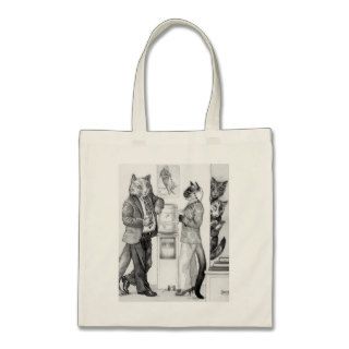 Cats at the Office Watercooler Canvas Bags