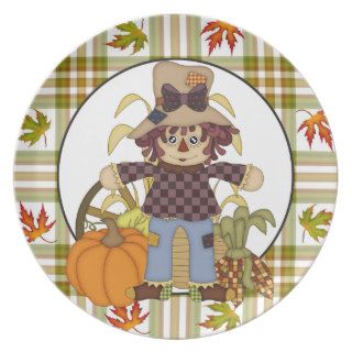 Fall Scarecrow cartoon fun plate