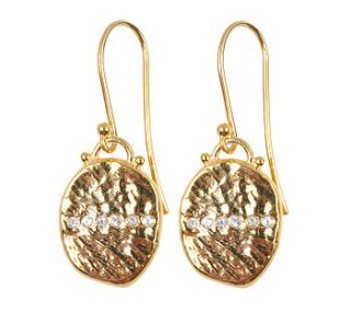silver gold plated disc topaz earrings by decï