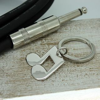 double musical note keyring in silver by david louis design