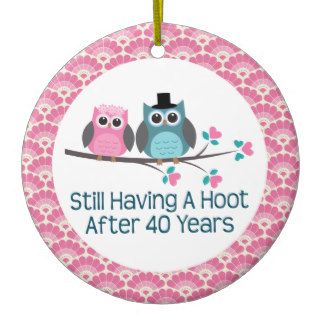 40th Anniversary Owl Wedding Anniversaries Gift Christmas Tree Ornaments