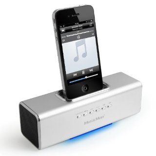 MusicMan TXX3549 Soundstation/Stereo Lautsprecher mit integriertem Akku ( Player, Micro SD Kartenslot, USB Steckplatz, iPhone/iPod Dock) silber Heimkino, TV & Video