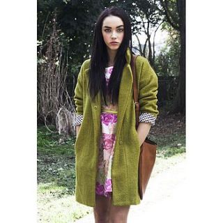oversized olive green wool coat by sugar + style