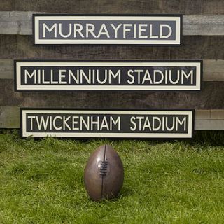 rugby stadium bus sign by the original home store