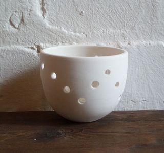 handmade porcelain tea light holder by beverley gee