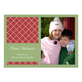 Diamond Background Christmas Card (Green) Personalized Announcements
