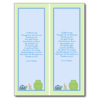 BABY BOOKMARK FAVORS Friendly Frog & Turtle Post Cards