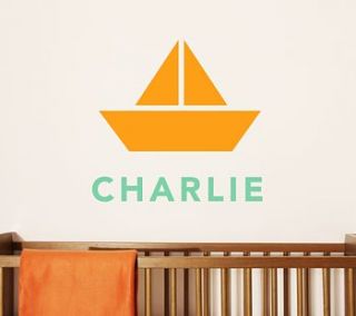 children's personalised boat wall sticker by little chip