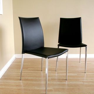 Benton Black Leather Dining Chairs   Set of 2