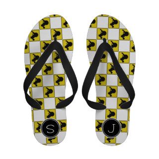 Tractor Sign Checkerboard Pattern with Initials Flip Flops