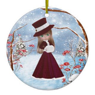 Blond Girl, Christmas, Snow Christmas Tree Ornament