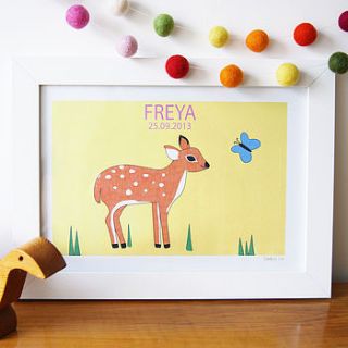 personalised fawn and butterfly art print by superfumi