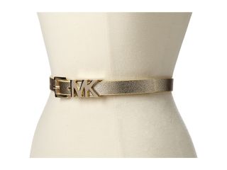 MICHAEL Michael Kors 20mm Saffiano Belt with/ Graphic MK Logo Loop Gold
