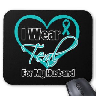 I Wear Teal Heart Ribbon For My Husband Mouse Pad