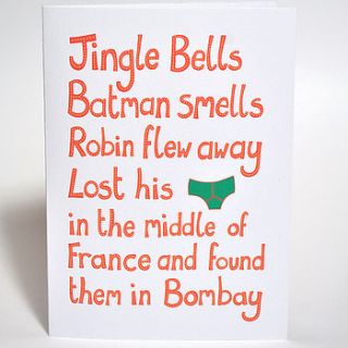 'jingle bells batman smells' card by lovely jojo's