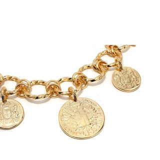 Bellezza Bronze Coin Dangle 7 1/4" Link Bracelet