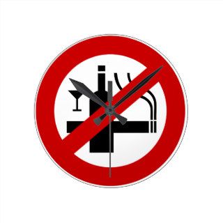 NO Smoking Alcohol ⚠ Thai Sign ⚠ Wall Clock
