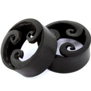 Pair 7/8" (22mm) Triple Wave Carved Horn Saddle Plugs Organic Body Jewelry FreshTrends Jewelry
