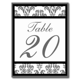 Damask Border Table Numbers (Black / Gray / White) Post Cards