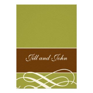 Modern Autumn Wedding Invitations Green Brown