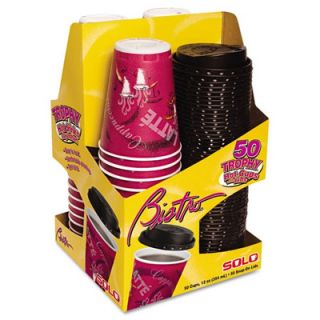Solo Cups Company Bistro Design Hot Drink Cups, Maroon, 50/Pack