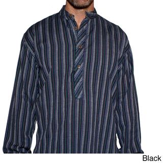 Cotton Beach Love Men's Stripe Shirt (Nepal) Men's Clothing