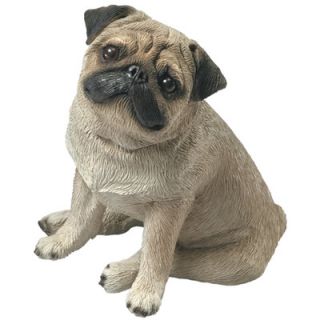 Sandicast Mid Size Sitting Pug Sculpture in Fawn