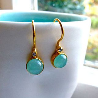 cabochon cut gold earrings by lime tree design