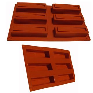 Universal Narrow Loaf Design 6 cavity Red Silicone Mold/ Baking Pan Universal Silicone Bakeware
