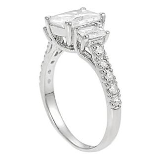 Tressa Sterling Silver Three Stone Cubic Zirconia Engagement Ring