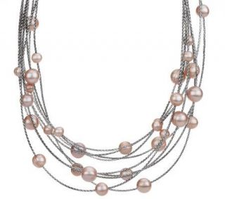 Honora Cultured Pearl Multi strand Scattered Pearl Steel Necklace —