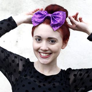 huge glitter hair bow in 30 colours by crown and glory