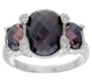 Judith Ripka Sterling Pink Hematite Doublet 3 Stone Textured Ring —