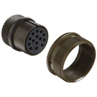 Amphenol Industrial 10 069522 19S Circular Connector Socket, Environmental Resisting, No Rear Hardware, Threaded Coupling, Solder Termination, Straight Plug, 22 19 Insert Arrangement, 22 Shell Size, 14 Contacts Electronic Component Cylindrical Connectors