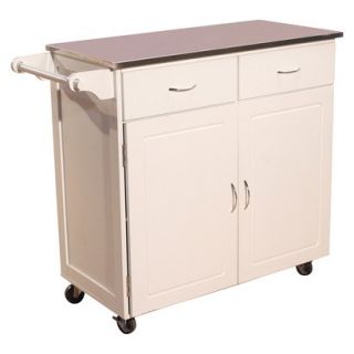 Everson Stainless Steel Top Kitchen Cart   White
