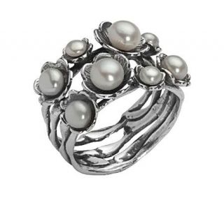 Or Paz Sterling Cultured Freshwater Pearl Flower Ring —