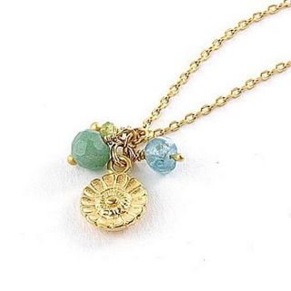 gold daisy necklace with aventurine beads by faith tavender jewellery