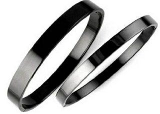 His or Hers Couple Titanium Bangle Bracelet Magic Pure Black Simple Korean Style Anti fatigue in a Gift Box  BR286 (His) Jewelry