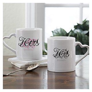 Personalized His and Hers Interlocking Coffee Mug Set Kitchen & Dining
