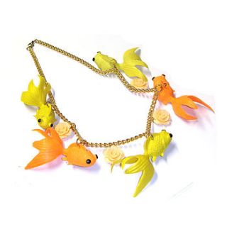 goldfish and flowers short statement necklace by hannah makes things
