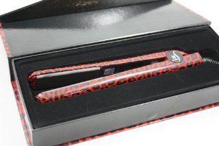 Herstyler Platinum Red Leopard Hair Straightener Flat Iron with 1.5 Inch Onyx Ceramic  Flattening Irons  Beauty
