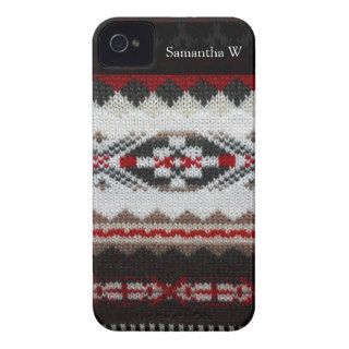 Red/Brown Knit Aztec Sweater Look Case Mate iPhone 4 Case
