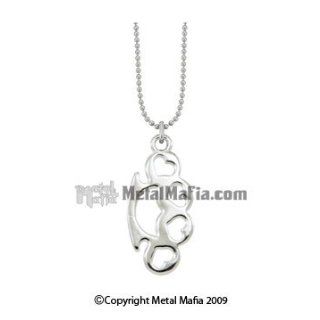 SILVER 1 INCH BRASS KNUCKLE NECKLACE WITH HEART SHAPED CUT OUTS Clothing