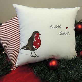 tweet tweet robin cushion by designer j