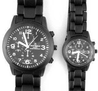 Charles Raymond His & Hers Designer Watches Matte Black Band with Black Face Watch Set at  Men's Watch store.