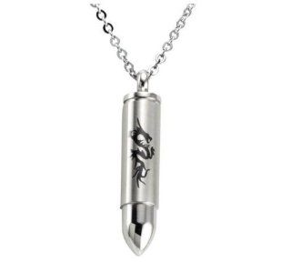 His or Hers Asian Style Black Dragon Pattern Bullet Shape Titanium Pendant Necklaces in a Nice Gift Box GX514 Jewelry