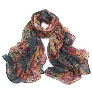 soft touch vintage flower print scarf by molly & pearl