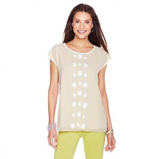 MarlaWynne Pebbled Crepe Paillettes Detail Top