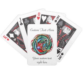 Cool cartoon tattoo symbol Dragon and Orb Bicycle Playing Cards