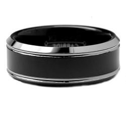 Men's Tungsten Carbide Black plated Comfort Fit Band (8 mm) Men's Rings